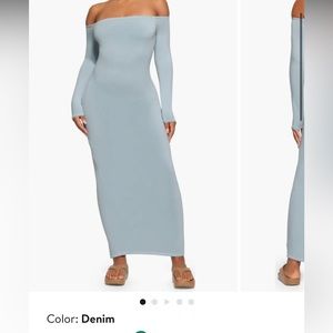 SKIMS Off the Shoulder Long Sleeve Maxi Dress, L